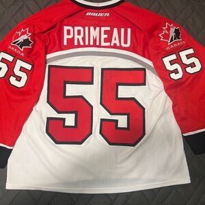 Used , Signed Keith Primeau 1998 Canada Olympic Hockey Jersey Size XL